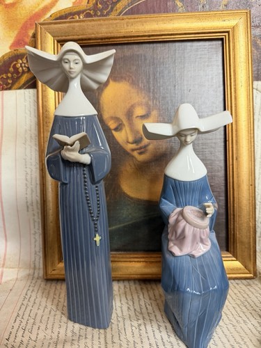 Pair vintage lladro nun - vintage,