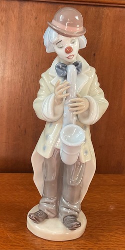 Lladro clown playing saxophone - clown,